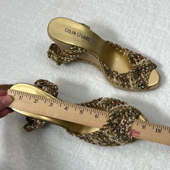 Colin Stuart neutral crochet ankle strap Espadrilles wedges size 7.5 - Picture 15 of 15